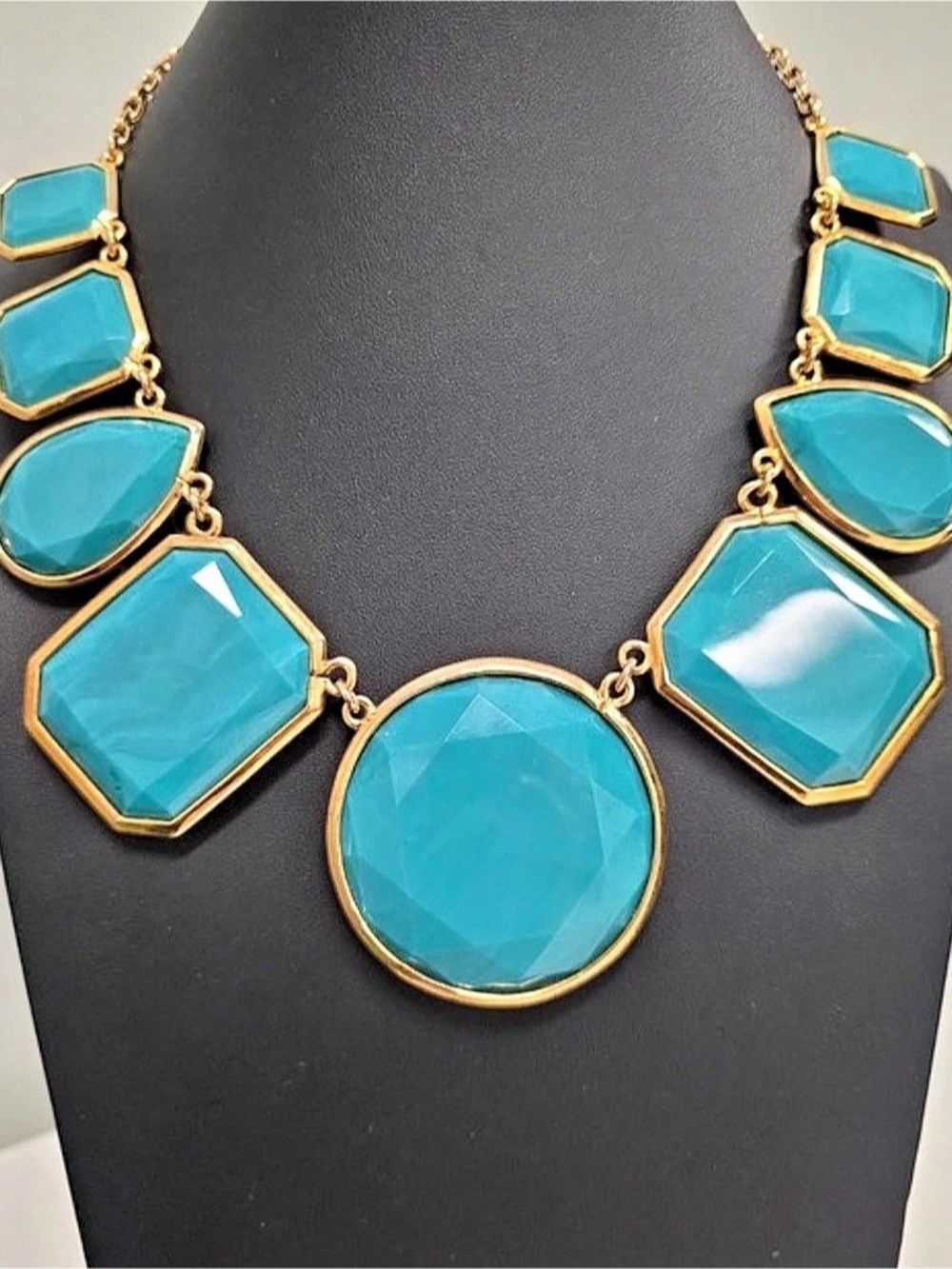 Kate Spade Vintage Turquoise Statement Necklace Gold Tone